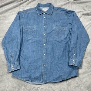 Ryan Michael Denim Pearl Snap Shirt Mens XL Cotton Western Classic Cowboy L/S